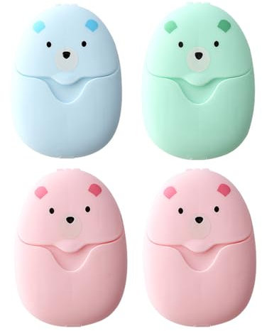 EIHI 4 Pièces Boîte De 200 Feuille De Savon, Savon en Papier Jetable Mini Savons en Papier Portables, Feuilles De Savon en Papier Flocons De Savon pour Voyage, Camping, Toilettes Extérieures