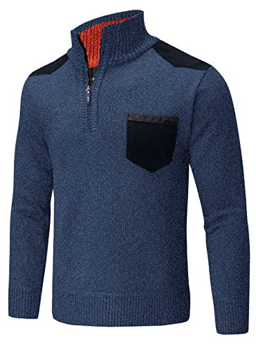 Solid Pullover Herren Warm Rolli Rollkragenpullover Turtleneck Pulli Merinowolle Strickjacken Strick Feinstrick Strickpullover Baumwollpullover Fleecepullover Reißverschluss Half Zip
