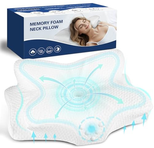 MewVeer Seitenschläferkissen, Nackenkissen Kopfkissen Nackenschmerzen, Nackenstützkissen, Orthopädisches Memory Foam Kissen, Pillow für Jeden Schlaftyp