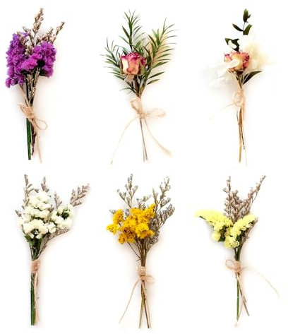 HIOQFR 6 Mini Ramo de Flores Secas Naturales Flores Preservadas Flores Secas Pequeñas Decoracion Ramilletes Flores Secas Pequeñas Naturales Flores Secas para Manualidades,Marcos de Fotos(6 Estilos)