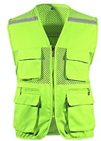 HASMI Arbeitssicherheitsweste Sicherheitsweste Warnweste mit Taschen und Reißverschluss, helle Bauarbeitskleidung für Männer und Frauen Hochsichtbar, reflektierend
