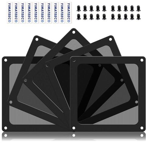 YIMATEECO Staubfilter PC 90mm Lüfterabdeckungen Fine Mesh Filter für Computer-Kühlerlüfter, Netzteil, Nylon 80 Maschen, Magnetischer Rahmen, PC-Lüfter, Staubdicht(Nylon, 90 * 90mm, 4Stü, Schwarz)