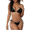 Durio Bikini Damen Set Bikini Triangel Monokini PU Leder Badeanzug Sexy Zweiteiliger Badeanzug Push Up Bikini Badeanzüge für Partys Schwarz L