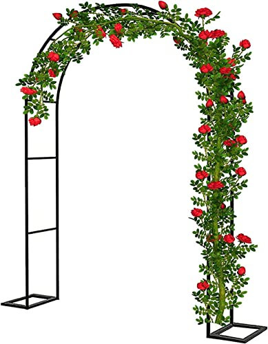 Rosenbogen, Garten-Torbogen Aus Metall, Pergola Rankhilfe Verzinkt Rost, Laubengang Rankgestell Mit Sockel Für Verschiedene Kletterpflanzen, Einfache Montage, 6 Größen,120x220x40CM