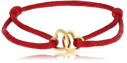 Made by Nami Herz Armband Damen Rot aus Edelstahl Wasserfester Schmuck Größenverstellbar Freundschaftsarmbänder (rot)