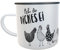 Emaille-Tasse Hühner Geschenk Dankeschön Eier Hühnerhof Kaffeebecher Huhn Leicht & Robust für Outdoor (Ach du dickes Ei)