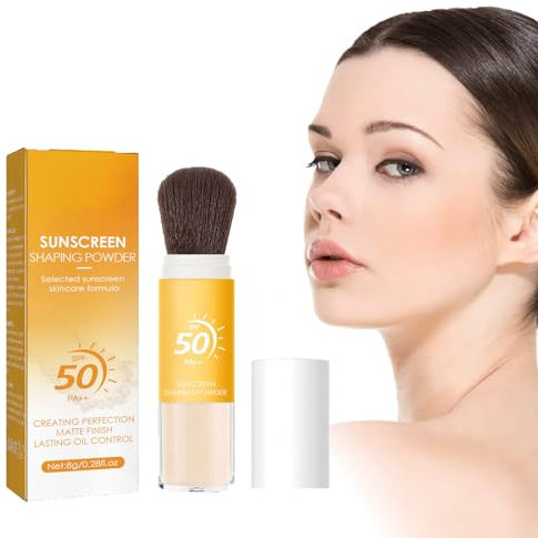 Poudre de Crème Solaire,Protection Solaire pour le Visage,Poudre de Protection Solaire SPF50 pour le Visage,Poudre Minérale pour Écran solaire,Contrôle D'huile Finition Mate Naturelle (1PCS)