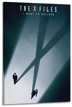 Krem The X Files I Want to Believe, Wandkunst, Leinwand, Geschenk für Freunde, Schlafzimmer, Wohnzimmer, Dekoration, moderne Ästhetik, 60 x 90 cm, Rahmenstil