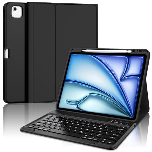 SENGBIRCH Funda Teclado para iPad Air 13 Pulgadas 2025 M3/2024 M2, Bluetooth Desmontable, Español Ñ Teclado para iPad Air 13 M3/M2 2025/2024, Negro
