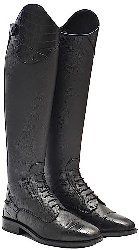 Rhinegold Short Long Leather Horse Riding Boot, Stivali da Equitazione Extra Corti De-Luxe Lunghi in Pelle Unisex-Adulto, Nero, 3 (EU36) Calf 0