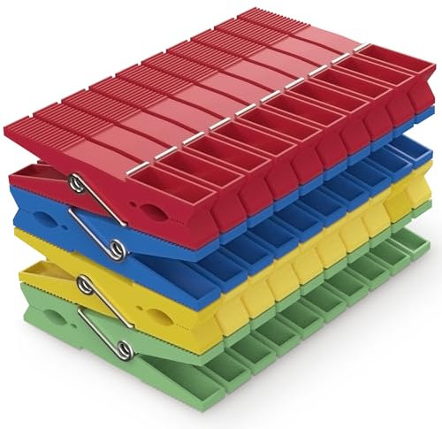 PORTENTUM Pinces à Linge en Plastique Recyclé, Lot de 40, Multicolore. Écologiques et Soutenables, Résistantes aux Intempéries, Longue Durée de Vie, Multi-usages, Ne Laisse Pas de Marques, 7,5x1x2 cm