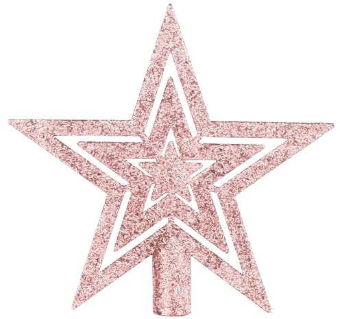 DERAYEE Étoile Sapin de Noël Brillante Or Rose,Étoile en Plastique pour Sapin de Noël,Étoile Décorative pour Sapin,Décoration de Fête,Décoration Sapin Noël