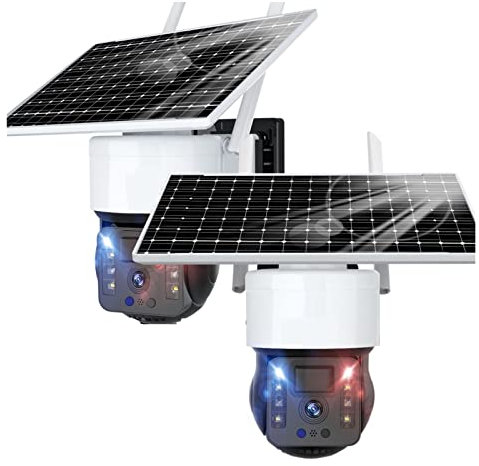 MZZYG Solar Security Camera 2 Rechargeable Battery Solar Powered Outdoor 1080P Pan Tilt WiFi Security Camera Two-Way Audio IP65 Weatherproof Camera(1080p-64G)