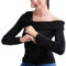 MISS MOLY Damen Pailletten Oberteil Langarmshirt Festliche Glitzer Slim Fit Tops Party Clubwear Bluse Cocktail