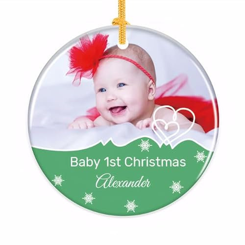 Personalised Christmas Bauble 2025, Custom Photo Xmas Baubles Decorations, Personalised Christmas Tree Decorations Custom Xmas Bauble Gifts for Mom Dad Family Kids Friends