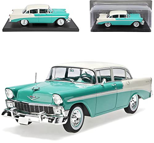 Ixo Chevrolt Chevy Bel Air Serie 2400C 1. Generation Coupe Grün mit Weiss Modell 1957 Generation 1953-1957 1/24 Modell Auto Modellcarsonline Modell Auto
