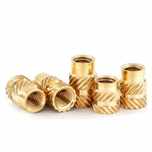 1/4-20 Threaded Inserts,50Pcs 1/4-20 * 12.7 * 8.7mm C3640 Brass Heat Set Insert,Imperial Knurled Nuts,Standard Female Thread Hardware Nuts for Plastic and 3D Printing Components