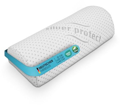 Bestlivings Memory Foam Nackenkissen (Halbrolle / 40x20x10cm) Viscoelastische Kopfkissen - Silver Protect Bezug antimikrobiell abnehmbar - Öko-Tex