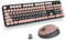 SOLIDEE Wireless Keyboard and Mouse Combo,Retro Typewriter Keyboard,2.4GHz Round Keycap Computer Keyboard with Number Pad,104 Keys Full Size Ergonomic Keyboard(US Layout QWERTY)(Blackberry Gradient)