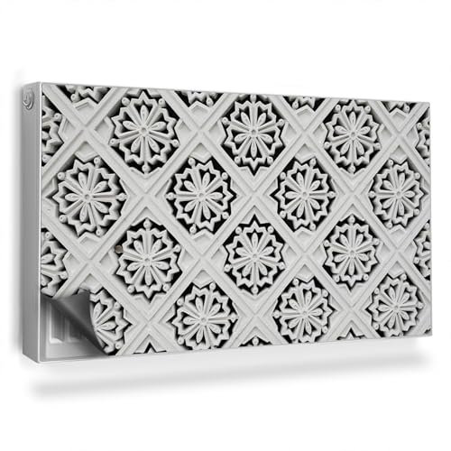 Cache Radiateur 110x60 cm Tapis Design pour Radiateurs pour Salon et Cuisine Protège et Décore Couverture Magnétique Facile à Installer - Vitrail Artistique Fleurs sculptées en plâtre