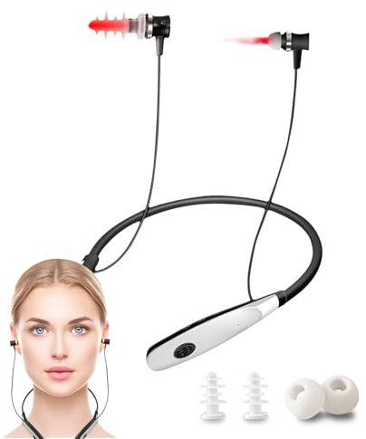 Rotlichttherapiegerät für Nase und Ohren, Tinnitus Kopfhörer,Tragbares 2 in 1 Lasertherapie-SetInfrarottherapie, Tinnitus Earplugs, Schmerzlinderung Bei Ohrgeräuschen, Schlafhilfe