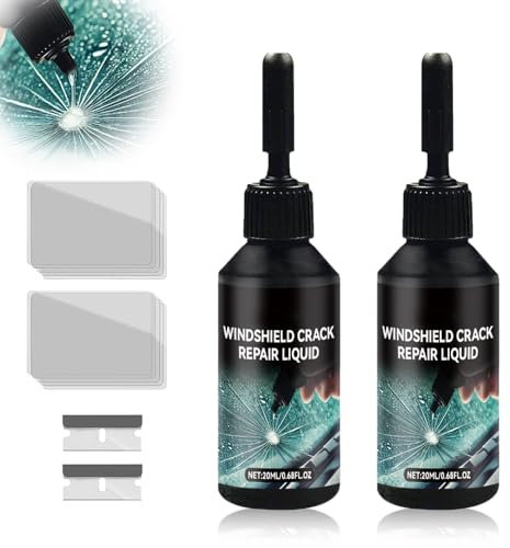 Kit Reparation Pare Brise, Kit de Réparation de Verre Fissuré, Colle Pare Brise Voiture Brise de Voiture Réparation Pare Brise, Toile D'araignée, étoile, Entaille, Croissant de Lune Demi Lune (2pcs)