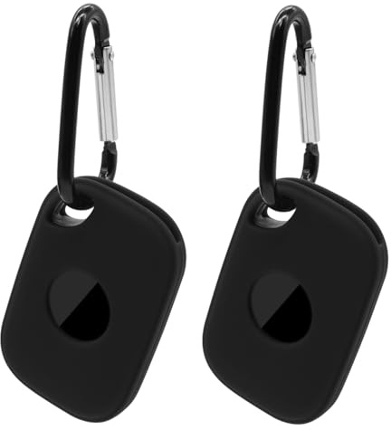 Silicone Case for Tile Pro 2024/2022 Bluetooth Tracker with Carabiner, Anti Lost Waterproof Dog Collar Holder Soft Secure Protective Cover Finder for Keys, Bags, Pet Collar Tag, 2 Pack (Black)