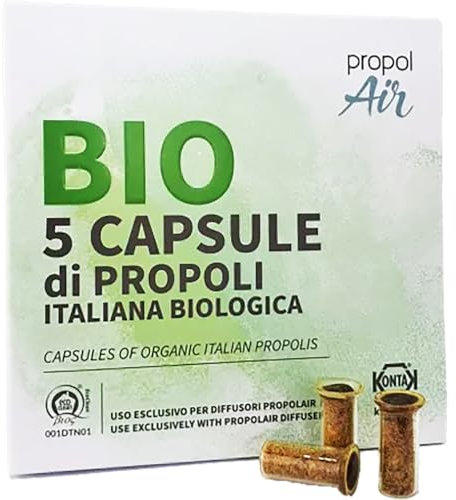 Kontak 5 Capsule BIO di Propoli - Durata Di 122 Ore, Trattamento Da Malattie Da Raffreddamento, Compatibile Con Diffusori PropolAir