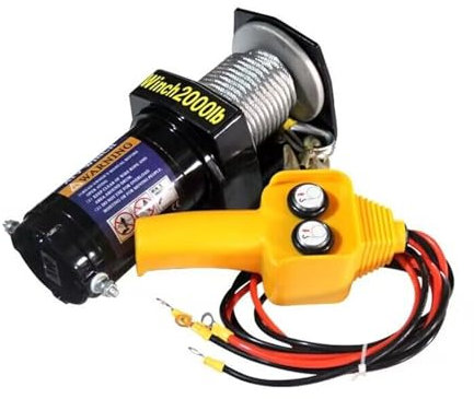 TIEOAXFT Cabrestante eléctrico de 2000 Libras, 12 V, 24 V, grúa pequeña for vehículos, polipasto eléctrico automático for grúas de vehículos(12V)