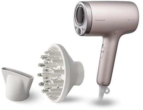 Panasonic EH-NA9N-E825 Asciugacapelli Nanoe e Ioni Minerali, Anti-Danneggiamento, Asciugatura Rapida, Rilevamento Intelligente, Modalità Cuoio Capelluto e Pelle, Beccuccio Concentratore, 1600W, Rosa