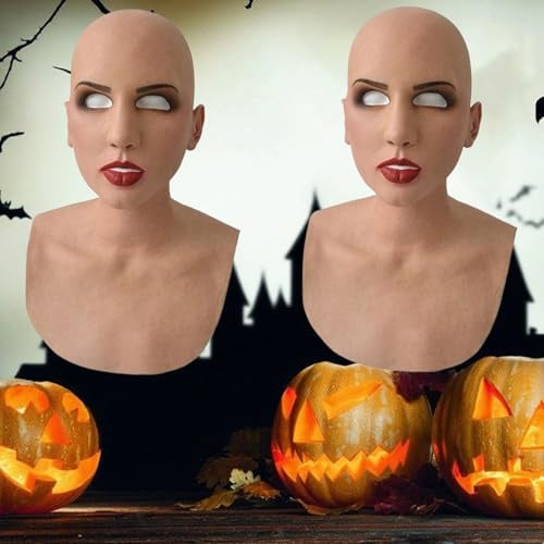 Halloween Maske, Weibliche Latex Kopf Abdeckung, Realistische weibliche LatexKopfbedeckung, voller Kopf, LatexMaske, Silikon Damenmaske, Halloween Kostüm, Cosplay Party, Kopfbedeckung