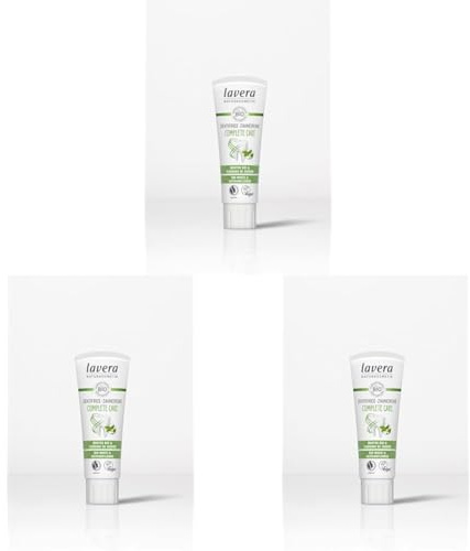 lavera Complete Care Zahnpasta OHNE FLUORURE - 5 mal mehr Schutz - Bio-Pflanzenwirkstoffe - Echinacea Bio & Calcium - Vegan - Naturkosmetik - 75 ml (Packung mit 3)