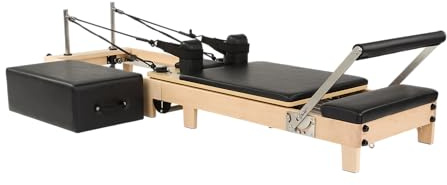 XTREXO CTRL-Core W – Profi Pilates Reformer aus Echtholz – Klappbares Design & 5 Widerstandsfedern – Bis 200 kg belastbar – Ganzkörpertraining für Zuhause & Studio – Inklusive Transportrollen