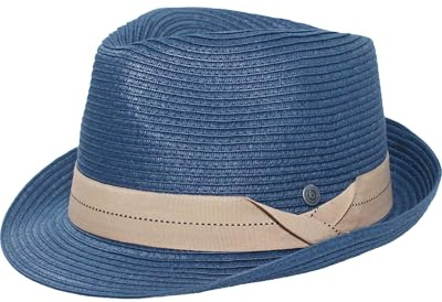 bugatti Herren Trilby Sommerhut 100% Papier | breites Hutband | lässiger Look | Größe 24 x 28 cm Navy