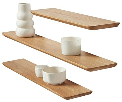BestLoft Wandregal Holz Schweberegal Schweizer Kante Regal Küche Bücherregal Wand Wandboard Floating Shelves wall Shelf Wandregal schmal Holzregal (17 Zentimeter Tiefe, 60 Zentimeter Breite)