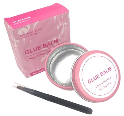 2 In 1 Lash Lift Balm, Lash Lift Glue with Brush, Eyelash Lift Kit for Eyelash Perming & Brow Lamination, Clear & Fast-Drying Non-Irritating Eye Lash Glue with Gentle Formula 20g