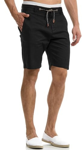 Indicode Herren Bowmanville Shorts aus Leinen & Baumwolle Atmungsaktiv | Leichte Herrenshorts für Urlaub und Freizeit mit luftiger Qualität, Bermudas, Sommerhose, Strandshorts, kurze Hose für Männer