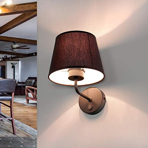 Licht-Erlebnisse Wandleuchte Stoff Metall Grau Schlafzimmer Wohnzimmer H:24 cm E27 max. 60 Watt blendarm wohnlich Bauhaus Wandlampe Flur MAJA