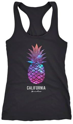 Neverless Damen Tank-Top Ananas Galaxy Galaxie Wasser Ozean Racerback schwarz-Galaxy S