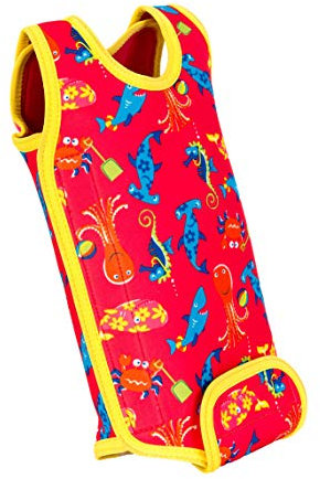 Konfidence Babywarma Neopren-Badeanzug, flach gewickelt, 2 mm dick, UV-Schutz 50+, Rosa (Pink Sea Friends, 12–24 Monate)