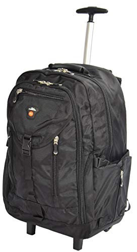 Kabinengröße Rucksack Mit Rädern Camping Wandern Teleskopgriff Reise Tasche - Olymp (Schwarz)