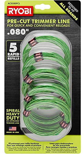 Ryobi AC0580PCL Lot de 5 bobines de fil prédécoupées en spirale 0,2 cm