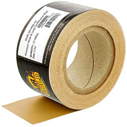 Dura-Gold Premium Longboard-Schleifpapier-Rolle, Körnung 400, goldfarben, mit Klett-Rückseite, 7.5 cm breit, 12 Meter lang, für Automobil- und Holzbearbeitung, Langbrettschleifer, Handschleifblöcke