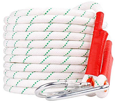 ZHWNGXOlian 20mm Aerial Work Rope, Outdoor Cleaning Rope, Double-layer Braided Belt Double Hook Length 10M/20M/30M/50M/60M/80M/100M(Size:20mm * 30M)