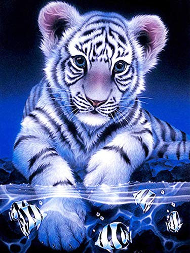 OKWallArt 1000 Piece Jigsaw Puzzles For Adults Tiger cub and Fish Wooden Jigsaw Puzzles