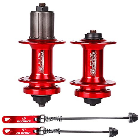 SM SunniMix MTB Mountainbike Disc Nabe Vorderrad & Hinterradnabe Set Schnellspanner 32 Loch für 7/8/9/10/11 Gänge - Rotes Set