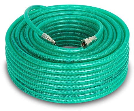 EBERTH Druckluftschlauch Gewebeschlauch Luftschlauch, Länge 50m, Kompressor Schlauch mit Durchmesser 10mm x 14mm (innen x außen), 3/8 Kupplung, 24 bar, Druckluft Zubehör mit 3/8 Zoll Anschluss