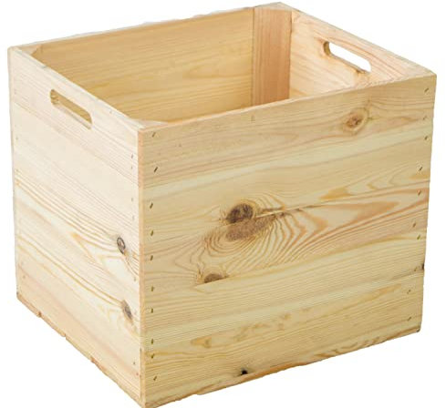 Truhenking Holzkisten aus Holz Natur Farbton, passend für Kallax, zum Verstauen von Schulsachen/Spielzeug, neu, 37,5x32x32,5cm (4)