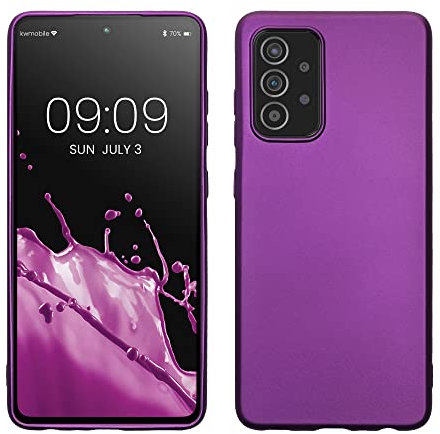 kwmobile Case kompatibel mit Samsung Galaxy A52 / A52 5G / A52s 5G Hülle - Schutzhülle aus Silikon metallisch schimmernd - Handyhülle Metallic Violett