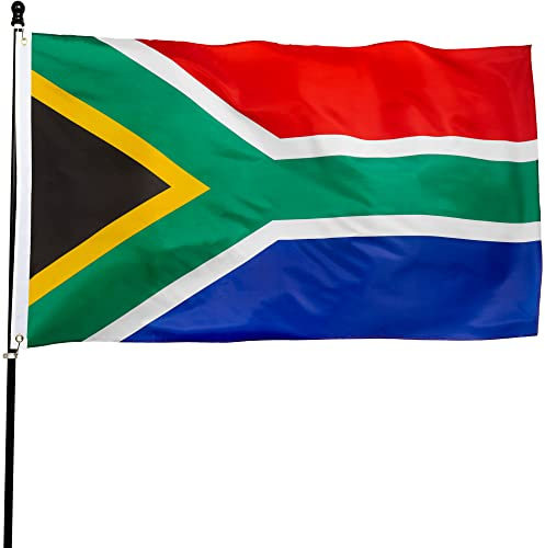 DANF Südafrika-Flagge, 90 x 152 cm, dickes Polyester, lichtbeständig, Messingösen, Segeltuch-Kopf, südafrikanische Nationalflaggen mit 90 x 150 cm